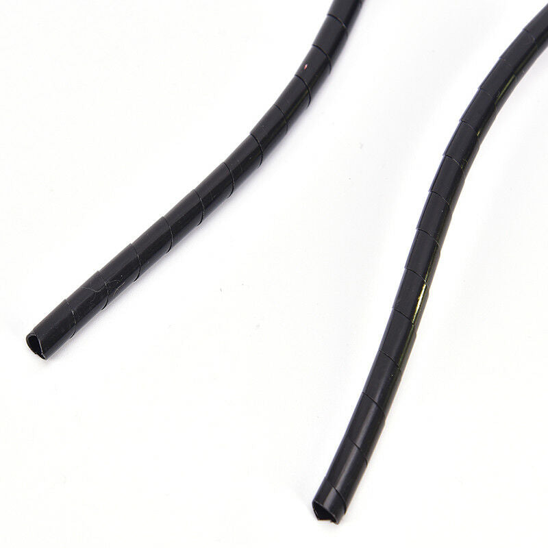 6mm Outside Dia 17M PE Polyethylene Spiral Cable Wire Wrap Tube Black B Bj