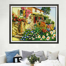 Stamped Cross Stitch Kit "Cottage" 19"x15" Printed House Design 14CT