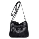 Hit Color Shoulder Messenger Handbags Women Leather Crossbody Bags (Black)