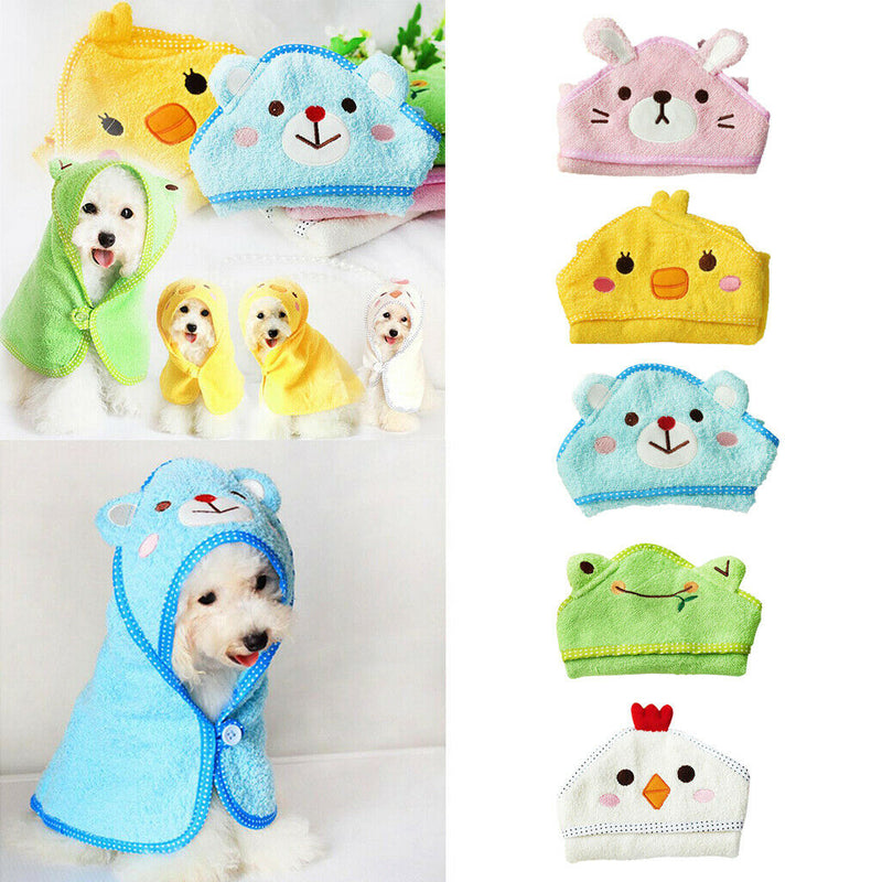 Pet Dog Cat Bear Design Puppy Bath Towel Bathrobes Pajamas Blanket Blue M