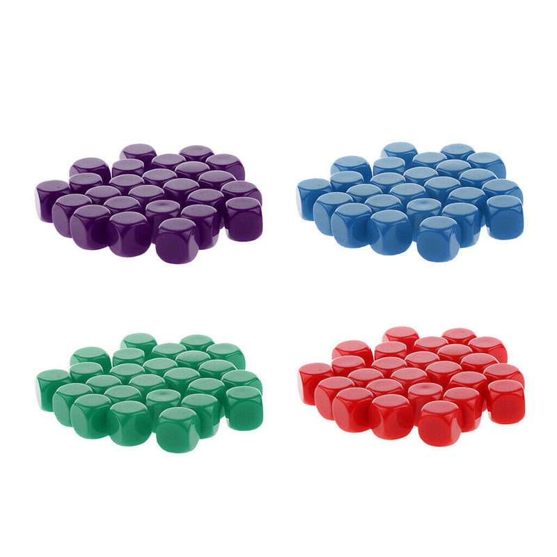 100pack Opaque Blank Six Sided Dice D6 D&D RPG Party Game Dices Mixed Color