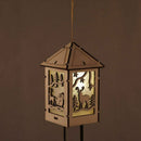 Wooden house, Christmas decorations light, small hotel bar Christmas tree w