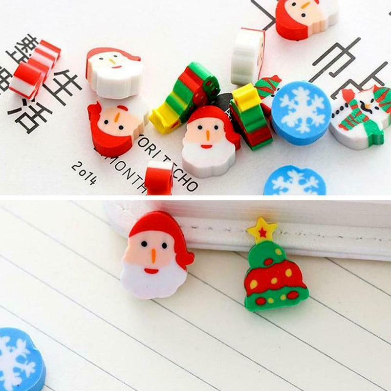 30PCS Creative Christmas Rubber eraser stationery Cartoon  for school students