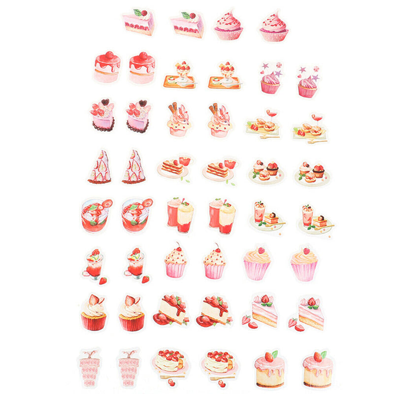 !46Pcs Cute Strawberry Dessert Diy Diary Craft Stickers Scrapbooking De JR