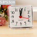 Mini Square Quartz Clock Travel Alarm Clock Bedroom Home Table Clock White