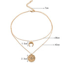 Boho Multilayer Moon Pendant Necklace Choker Chain Statement Necklace Jewelry  Z