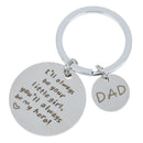 Fathers Day Keychain You Will Always Be My Hero Stainless Steel Gift