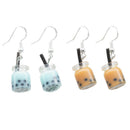 2 Pairs Women Bubble Tea Drop Earrings Personality Milk Tea Drink Earring TLE