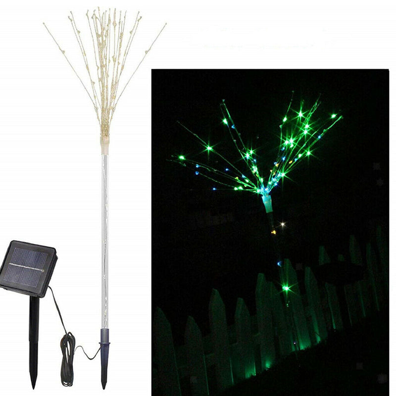 2Pcs 100 LED Firework DIY Fairy Lights Solar Stake Garden Lights Xmas Wedding