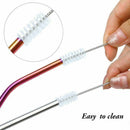 14 Pieces Stainless Steel Drinking Straws Reusable Metal Bent and Straight  R7O6