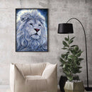 White Fur Male Lion Full Round Rhinestone Diamond Painting DIY Set 30x40cm