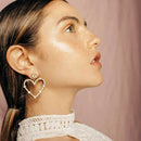Women Fashion Rhinestone Hollow Heart Dangle Ear Stud Earrings Jewelry Intriguin