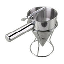 Stainless Steel Funnel Batter Dispenser Pancake Cupcake Waffle w/Base Kit Tool