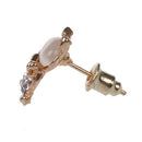 Korean Fashion Cute Cat Stone Crystal Rhinestone Women Stud Earrings beige T2D6