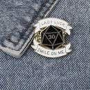 Creative Geometric Brooch Letters Badges Backpack Jacket Jewelry (Black) A