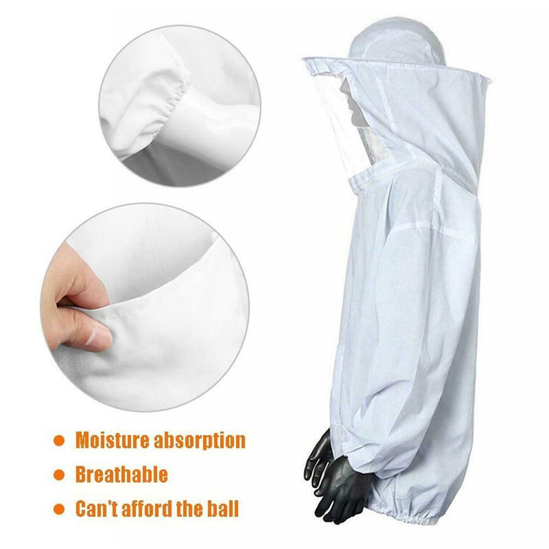 1pc Protective Beekeeping Suit Safe Gloves Veil Hood Full Body Bite Protection