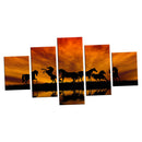 5 Panels HD Modern Abstract Painting Sunset Horse