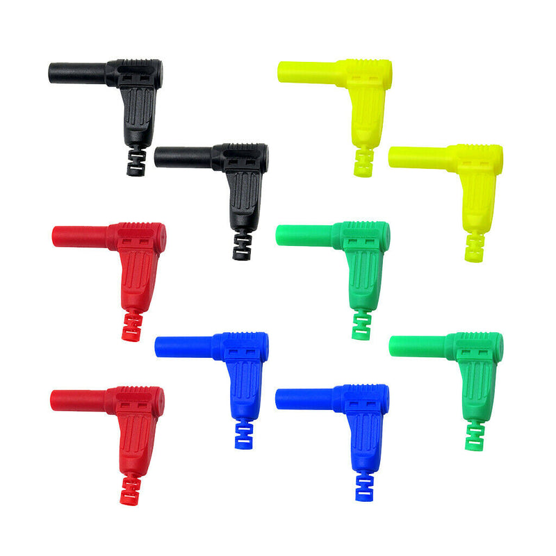 10PCS 4mm 90 degree Right Angle Connectors Banana Plug Adapters 32A 1000V (Red,