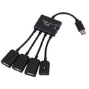 MagiDeal 4 In 1 Type-C Male Hub To USB & Micro USB Female Splitter Adapter