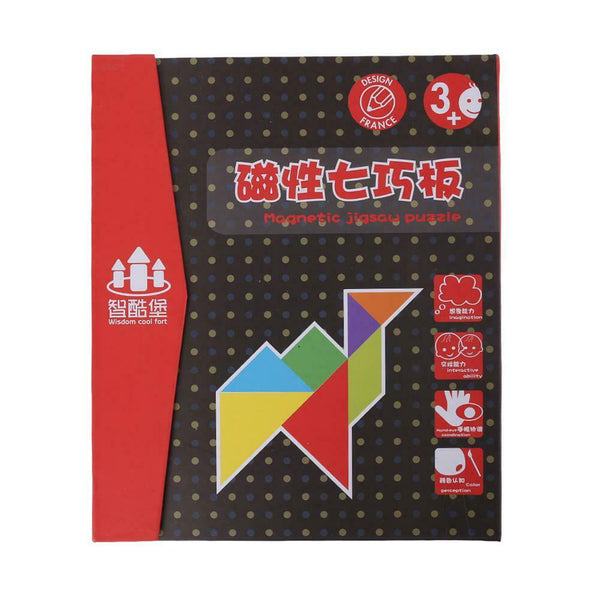 Wooden Magnetic Tangram Puzzles Jigsaw Plate Kids IQ Educational Toys Gifts
