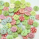 100X Mixed Bulk Round MutilColors Dots Wood Buttons Lots Embellish 15MM