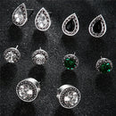 5Pairs  Boho Water Drop Crystal Rhinestone Stud Earrings Women Party Jewelry JR
