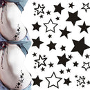 Fashion Hollow Solid Black Five-point Star Waterproof Temporary Tattoo Sticke Bj