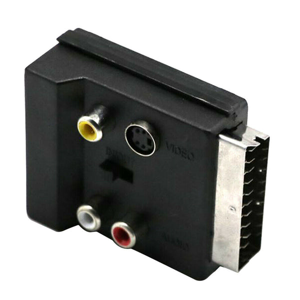 Switchable Scart Male to Scart Female M/F S-Video 3 RCA Audio Socket Black