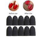 10pcs Nail Polish Remover Cap Manicure Tips UV Gel Clean Wrap Cover (Black)