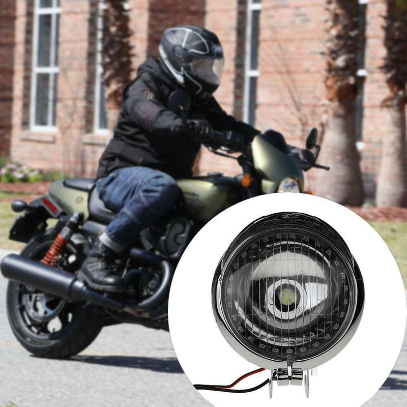 Motorcycle LED Headlight Passing Light Angel Eye 12V Spot Lamp Universal
