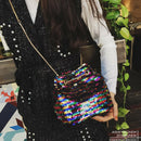 Bags Female Bling Sequins Bucket Bag Fashion Clip Shoulder Bag Backpack (Mu