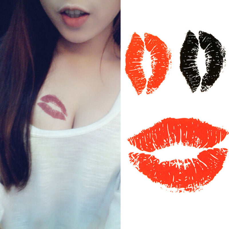 2pcs Sexy lips Tattoo Temporary Body Arm Stickers Black Removable Waterproof Bj