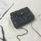 Sequins Bags Leather Splicing Women Shoulder Crossbody Square Bag (Black) A