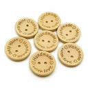 100 Buttons Natural Wood Round Shape With 2 Holes Sewing Stitching Knit Hab
