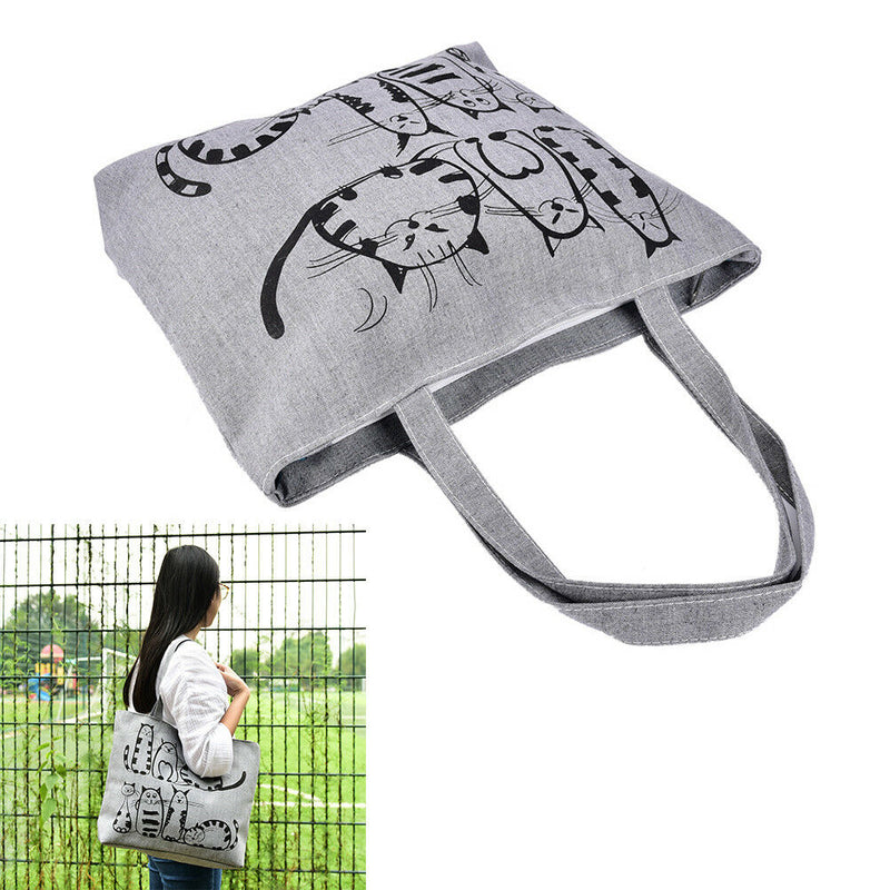 1pc Cat Shopping Tote Bag Big Canvas Handbag Shoulder Crossbody Bag Portable Gn