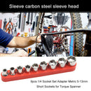 9pcs 1/4 Socket Set Adapter Metric 5-13mm Short Sockets for Torque Spanner A