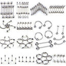 85pcs Fashion Tongue Lip Belly Navel Ring Stainless Steel Piercing Body Jewel Gw