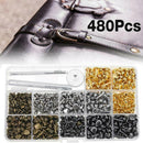 480Pcs Rivets Double Cap Tool Kit Metal Studs Sets Craft Clothes U2U0