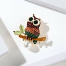 Enamel Crystal Rhinestone Owl Animal Collar Brooch Pins Women Jewelry Gift ME
