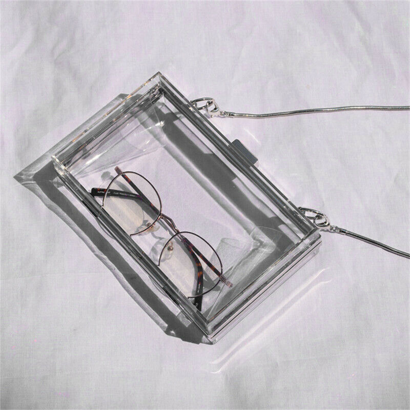 Acrylic Transparent Clutch Chain Box Women Shoulder Bags Hard Day Clutches  X6U4