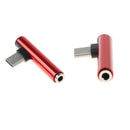2X TypeC Male to 3.5mm Headphone Female AUX Adapter Converter Red