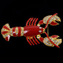 Cute Red Crystal Women Brooches Rhinestone Lobster Brooch Pin (Color: Red)