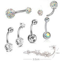 7PCS/Set Stainless Steel Crystal Belly Button Rings Navel BodyJewelryPiercingxp
