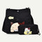 2pcs/set Women Canvas Cat Print Shoulder Crossbody Handbags Pen Bag (Black)