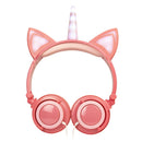 Cat Ear Unicorn Kids Headphones LED Flashing Girls Headband pink  pink