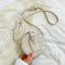 Women Small Round Shoulder Handbag Leather Stone Pattern Totes Bag (Beige) A
