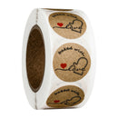 500pcs kraft paper thank you stickers with red heart handmade labels stickeSEAU