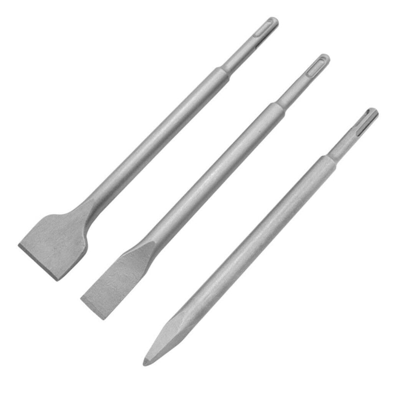 3 Pcs Rotary Hammer Point&Flat Chisels Set Concrete Wall Drill Bit 10" In L