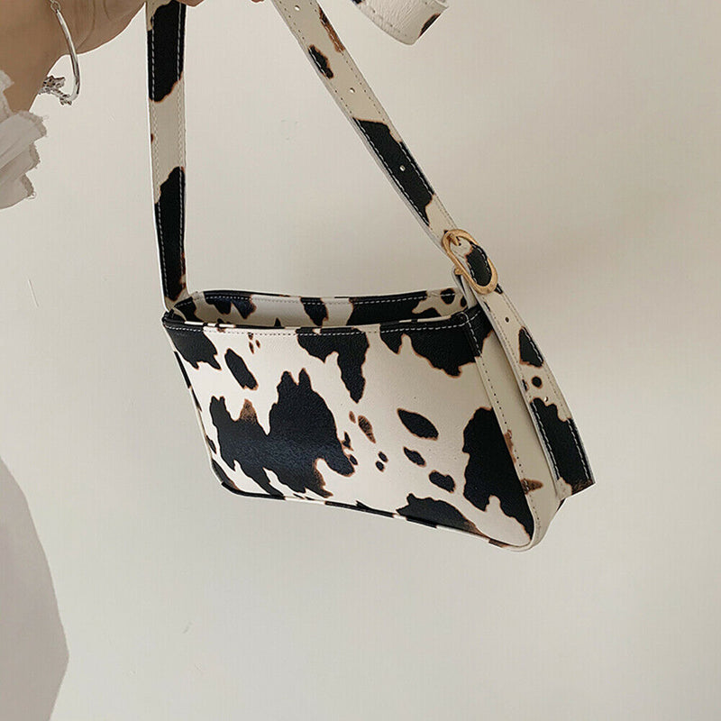 Women Cow Milk Crossbody Bag Leather Female Totes Shoulder Handbag (Yellow)