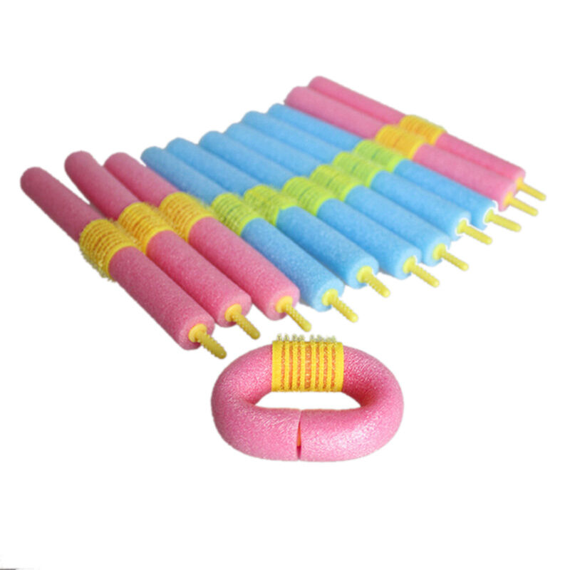 12Pcs Soft Twist Soft Usseful Foam Bendy Hair Rollers Curlers Cling Strip  S Kw